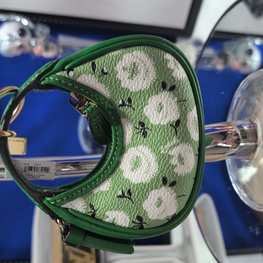 Coach Mini Carmen Bag Charm Keyring With Kelly Green Floral Print -NEW! - Picture 7 of 11